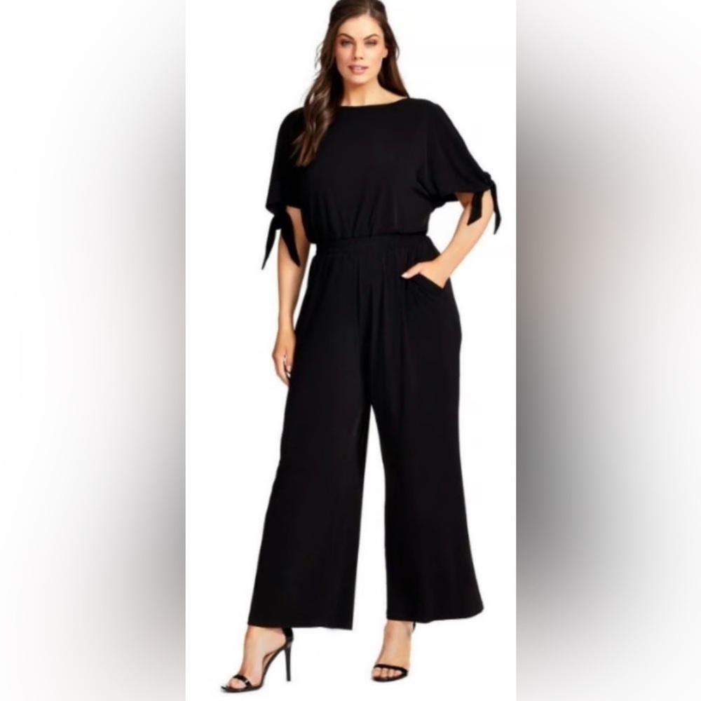 Vince Camuto Elegant Open Shoulder Tied Sleeve Women's Jumpsuit